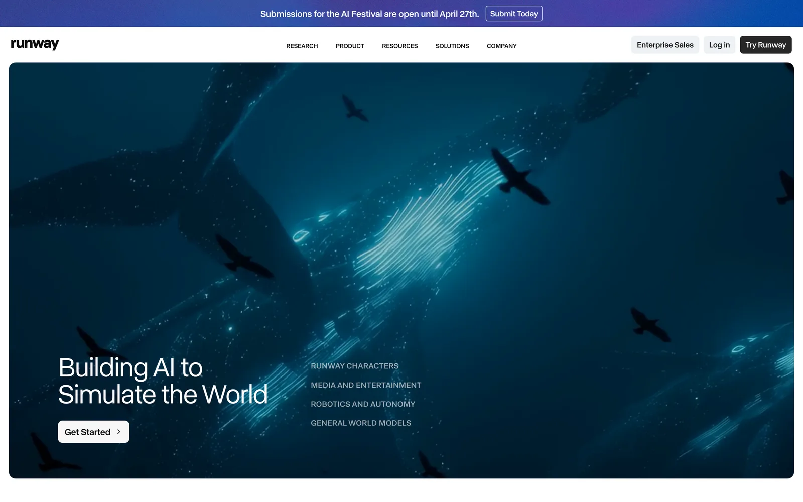 Runway homepage